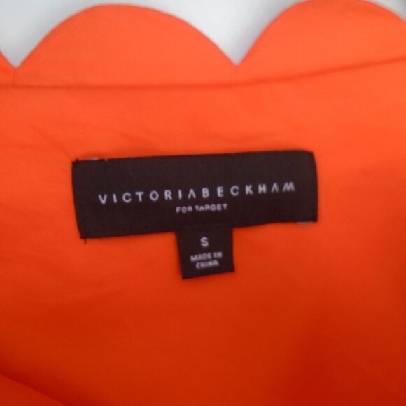Victoria Beckham for Target Womens One Shoulder Scallop Bow Dress Size S Orange - Picture 2 of 6